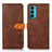 Leather Case Stands Flip Cover Holder N07P for Motorola Moto Edge 20 5G Brown