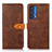 Leather Case Stands Flip Cover Holder N07P for Motorola Moto Edge (2021) 5G Brown