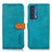 Leather Case Stands Flip Cover Holder N07P for Motorola Moto Edge (2021) 5G Cyan