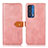 Leather Case Stands Flip Cover Holder N07P for Motorola Moto Edge (2021) 5G Pink