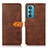 Leather Case Stands Flip Cover Holder N07P for Motorola Moto Edge 30 5G Brown