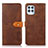 Leather Case Stands Flip Cover Holder N07P for Motorola Moto Edge S 5G Brown