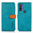 Leather Case Stands Flip Cover Holder N07P for Motorola Moto G Pure Cyan