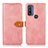 Leather Case Stands Flip Cover Holder N07P for Motorola Moto G Pure Pink