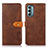 Leather Case Stands Flip Cover Holder N07P for Motorola Moto G Stylus (2022) 5G Brown