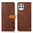 Leather Case Stands Flip Cover Holder N07P for Motorola Moto G100 5G Brown