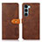 Leather Case Stands Flip Cover Holder N07P for Motorola Moto G200 5G Brown