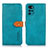 Leather Case Stands Flip Cover Holder N07P for Motorola Moto G22 Cyan