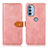 Leather Case Stands Flip Cover Holder N07P for Motorola Moto G41 Pink