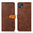 Leather Case Stands Flip Cover Holder N07P for Motorola Moto G50 5G Brown