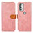 Leather Case Stands Flip Cover Holder N07P for Motorola Moto G51 5G Pink