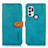 Leather Case Stands Flip Cover Holder N07P for Motorola Moto G60s Cyan