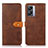 Leather Case Stands Flip Cover Holder N07P for Oppo A56S 5G Brown