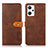 Leather Case Stands Flip Cover Holder N07P for Oppo Reno7 A Brown