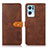 Leather Case Stands Flip Cover Holder N07P for Oppo Reno7 Pro 5G Brown