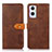 Leather Case Stands Flip Cover Holder N07P for Oppo Reno8 Z 5G Brown