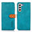 Leather Case Stands Flip Cover Holder N07P for Samsung Galaxy S21 5G Cyan