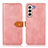 Leather Case Stands Flip Cover Holder N07P for Samsung Galaxy S22 5G Pink