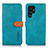 Leather Case Stands Flip Cover Holder N07P for Samsung Galaxy S22 Ultra 5G Cyan