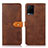 Leather Case Stands Flip Cover Holder N07P for Vivo Y21t Brown