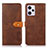 Leather Case Stands Flip Cover Holder N07P for Xiaomi Redmi Note 12 Pro 5G Brown