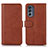 Leather Case Stands Flip Cover Holder N08P for Motorola Moto G62 5G Brown