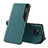 Leather Case Stands Flip Cover Holder Q01H for Xiaomi Poco X3 Green