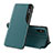 Leather Case Stands Flip Cover Holder Q02H for Xiaomi Redmi 9AT Green