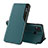 Leather Case Stands Flip Cover Holder Q02H for Xiaomi Redmi 9C Green