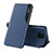 Leather Case Stands Flip Cover Holder Q02H for Xiaomi Redmi Note 9 Pro Blue