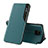 Leather Case Stands Flip Cover Holder Q02H for Xiaomi Redmi Note 9 Pro Green