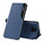 Leather Case Stands Flip Cover Holder Q02H for Xiaomi Redmi Note 9 Pro Max Blue