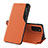 Leather Case Stands Flip Cover Holder QH1 for Samsung Galaxy A03s Orange