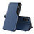 Leather Case Stands Flip Cover Holder QH1 for Samsung Galaxy A14 5G Blue