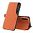 Leather Case Stands Flip Cover Holder QH1 for Samsung Galaxy A50 Orange