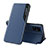 Leather Case Stands Flip Cover Holder QH1 for Samsung Galaxy A51 4G Blue