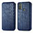 Leather Case Stands Flip Cover Holder S01D for Motorola Moto E30 Blue