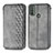 Leather Case Stands Flip Cover Holder S01D for Motorola Moto E30 Gray