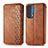 Leather Case Stands Flip Cover Holder S01D for Motorola Moto Edge (2021) 5G Brown