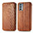 Leather Case Stands Flip Cover Holder S01D for Motorola Moto Edge Lite 5G Brown