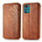 Leather Case Stands Flip Cover Holder S01D for Motorola Moto G22 Brown