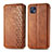 Leather Case Stands Flip Cover Holder S01D for Motorola Moto G50 5G Brown