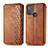 Leather Case Stands Flip Cover Holder S01D for Motorola Moto G50 Brown