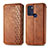 Leather Case Stands Flip Cover Holder S01D for Motorola Moto G60s Brown