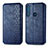 Leather Case Stands Flip Cover Holder S01D for Motorola Moto One Fusion Plus Blue