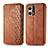 Leather Case Stands Flip Cover Holder S01D for Oppo Reno7 4G Brown