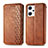 Leather Case Stands Flip Cover Holder S01D for Oppo Reno7 A Brown