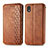 Leather Case Stands Flip Cover Holder S01D for Samsung Galaxy A01 Core Brown