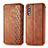Leather Case Stands Flip Cover Holder S01D for Samsung Galaxy A70 Brown