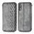 Leather Case Stands Flip Cover Holder S01D for Samsung Galaxy A70 Gray